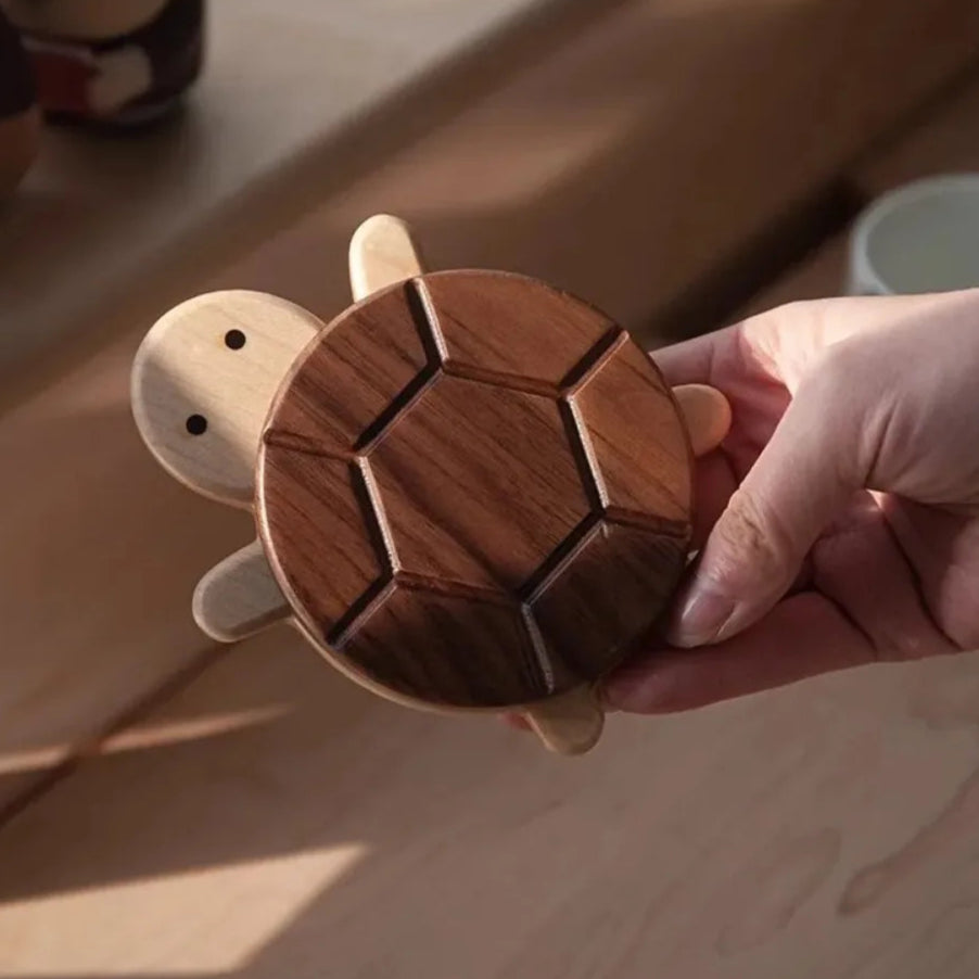 Walnut Turtle Coaster | Heat-Resistant Wood Tea Cup Mat