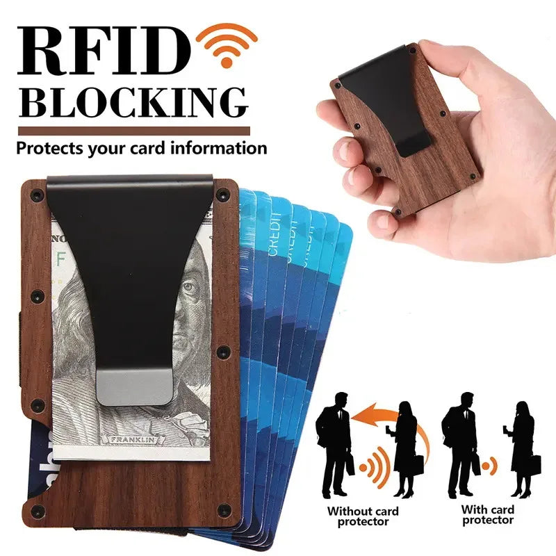 RFID Aluminum Wallet | Easily Removable Money & Cards, Minimalist Slim Credit Card Holder