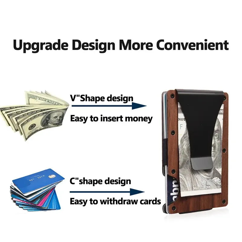 RFID Aluminum Wallet | Easily Removable Money & Cards, Minimalist Slim Credit Card Holder