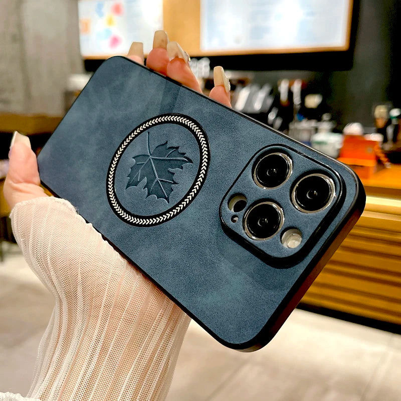 The Maple Leaf | Retro Vegan Leather MagSafe Case For iPhone