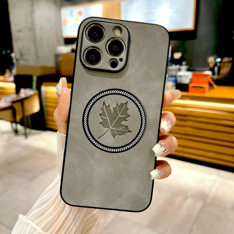 The Maple Leaf | Retro Vegan Leather MagSafe Case For iPhone