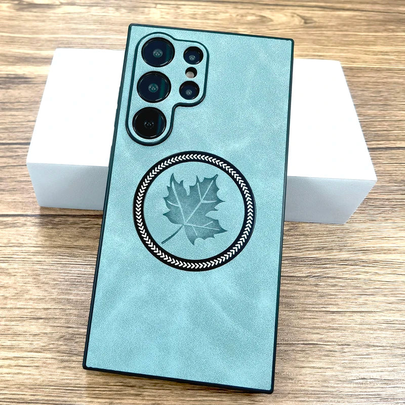 The Maple Leaf | Retro Vegan Leather MagSafe Case For Samsung Galaxy