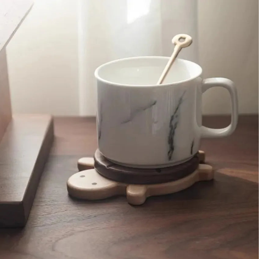 Walnut Turtle Coaster | Heat-Resistant Wood Tea Cup Mat