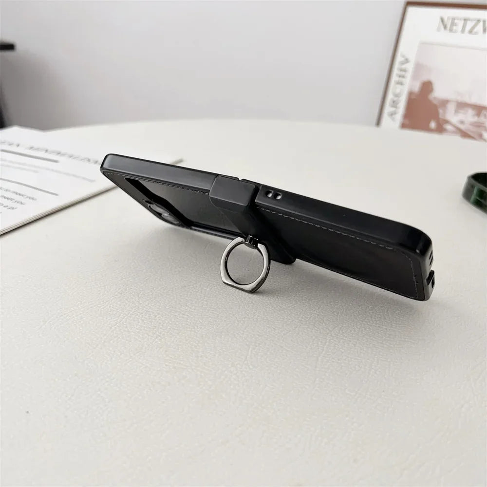 Elegance Leather | Premium MagSafe Ring Holder Case for Samsung Z Flip