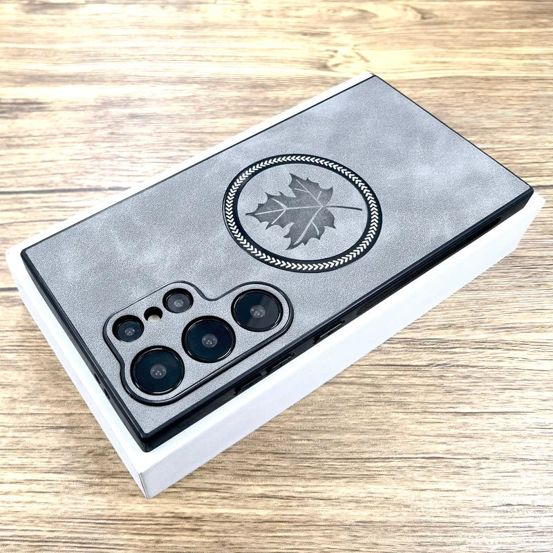 The Maple Leaf | Retro Vegan Leather MagSafe Case For Samsung Galaxy