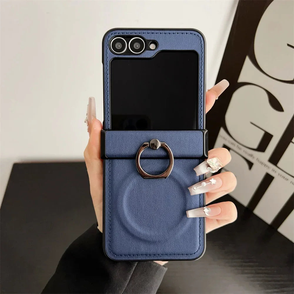 Elegance Leather | Premium MagSafe Ring Holder Case for Samsung Z Flip