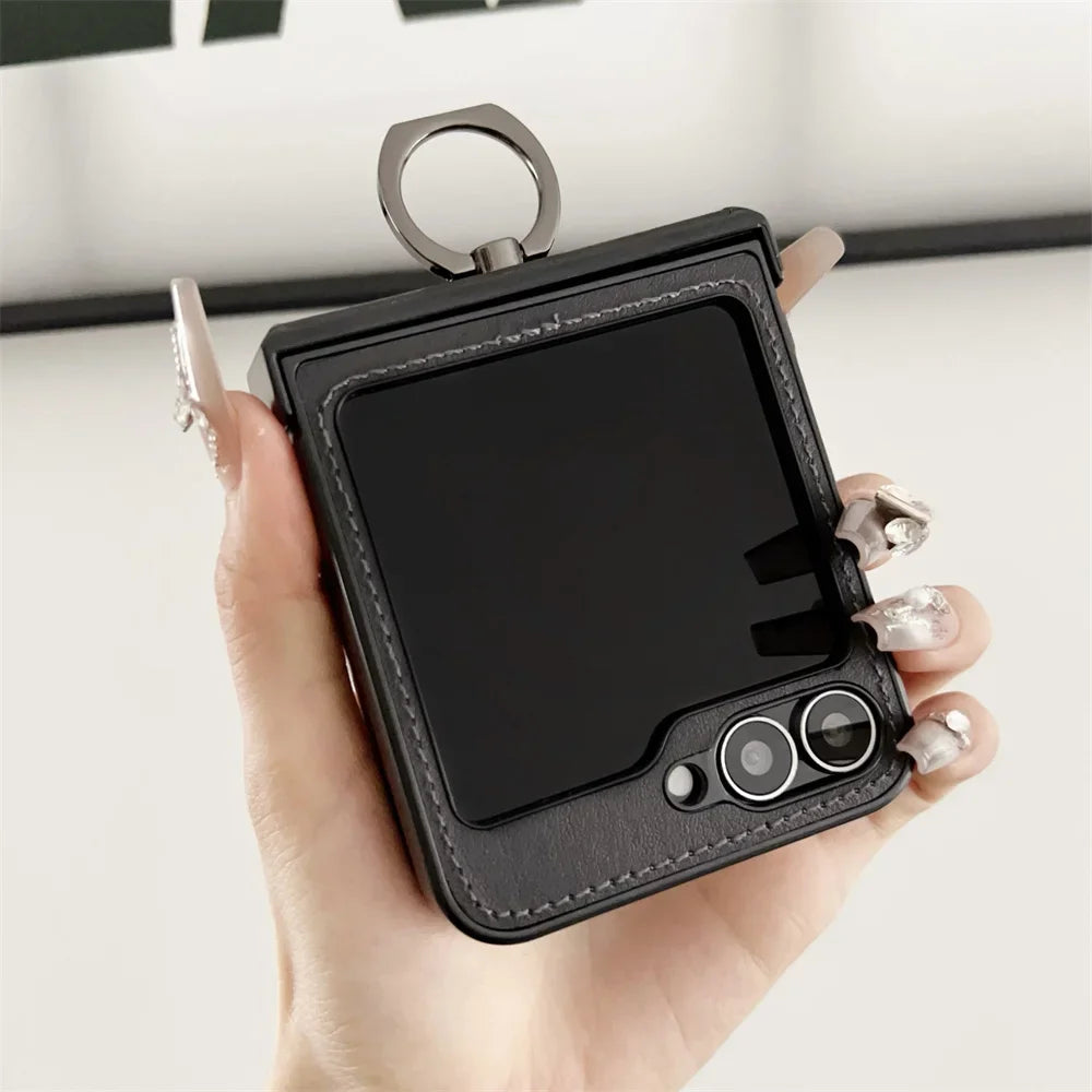 Elegance Leather | Premium MagSafe Ring Holder Case for Samsung Z Flip