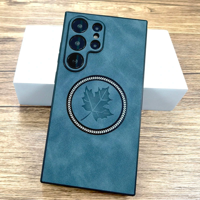 The Maple Leaf | Retro Vegan Leather MagSafe Case For Samsung Galaxy