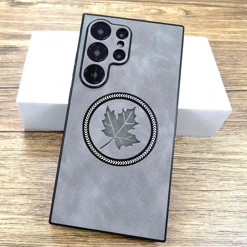 The Maple Leaf | Retro Vegan Leather MagSafe Case For Samsung Galaxy