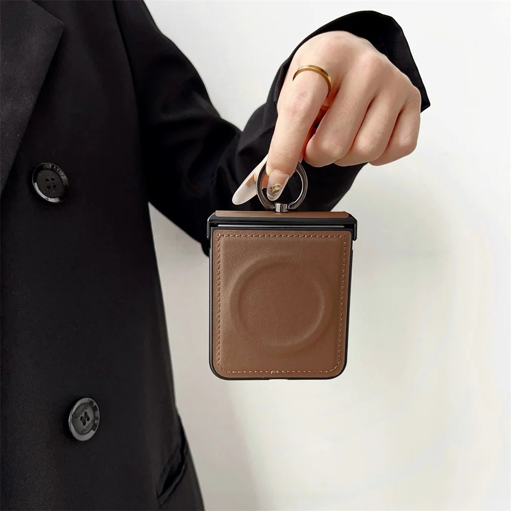 Elegance Leather | Premium MagSafe Ring Holder Case for Samsung Z Flip