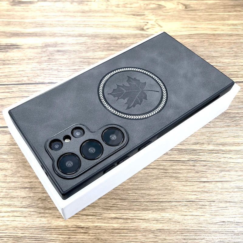 The Maple Leaf | Retro Vegan Leather MagSafe Case For Samsung Galaxy
