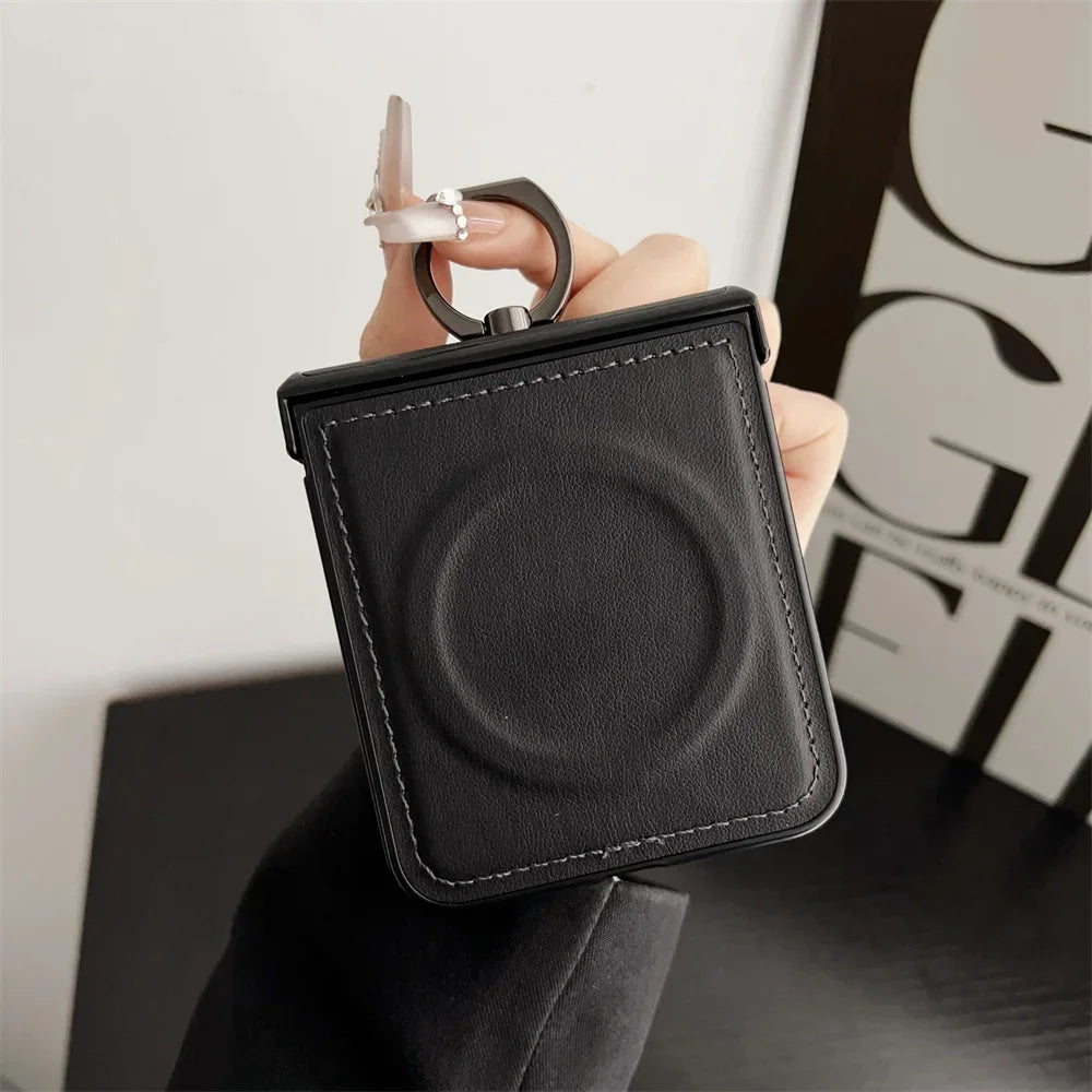 Elegance Leather | Premium MagSafe Ring Holder Case for Samsung Z Flip