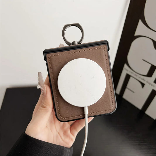 Elegance Leather | Premium MagSafe Ring Holder Case for Samsung Z Flip