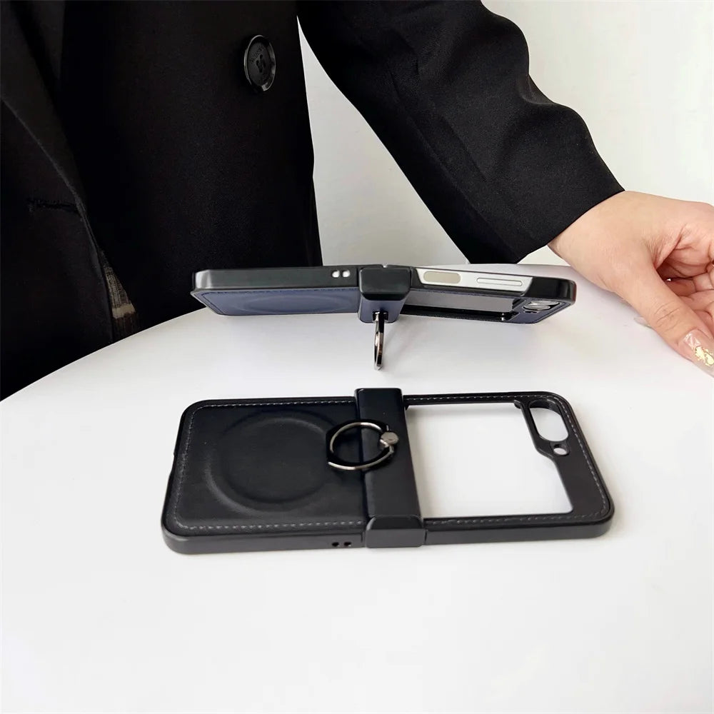 Elegance Leather | Premium MagSafe Ring Holder Case for Samsung Z Flip