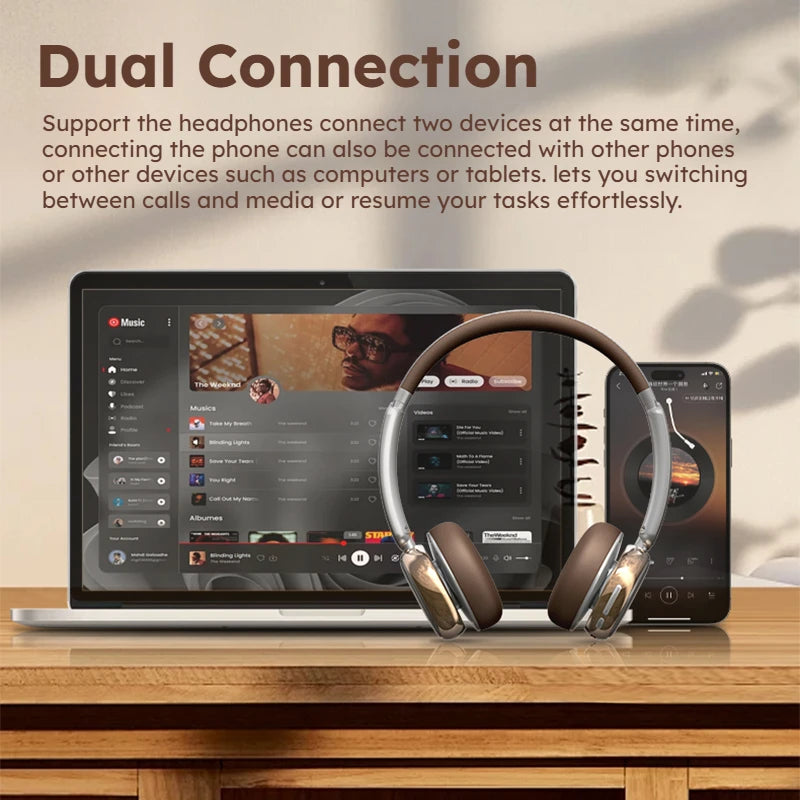 SANSUI Retro Wireless Headphones | 50Hr Battery, -45dB Noise Cancelling, ANC