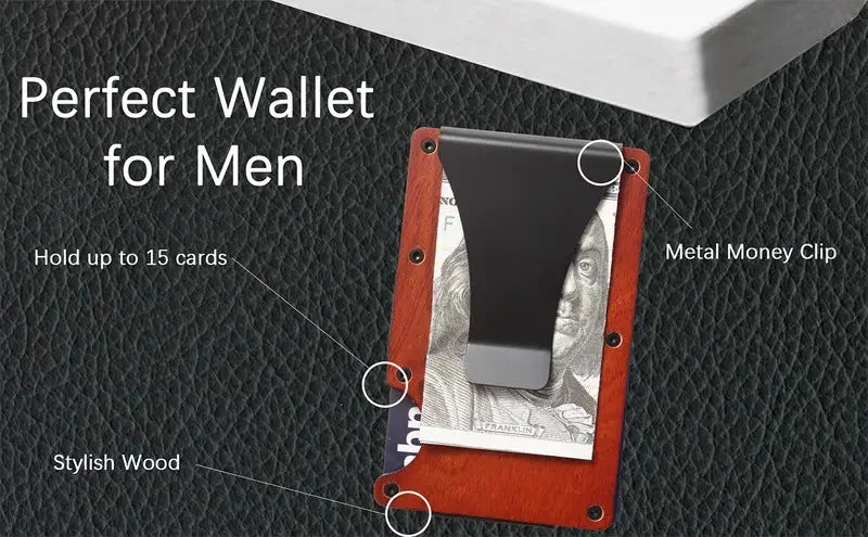 RFID Aluminum Wallet | Easily Removable Money & Cards, Minimalist Slim Credit Card Holder