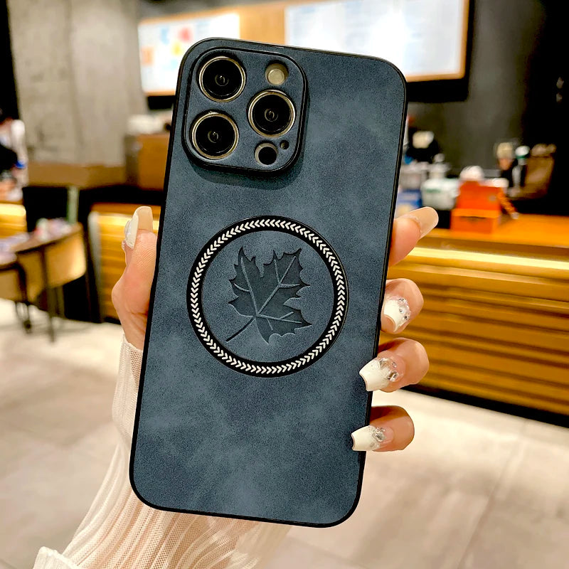 The Maple Leaf | Retro Vegan Leather MagSafe Case For iPhone