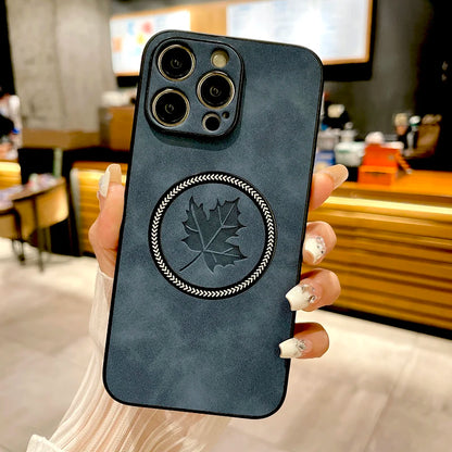 The Maple Leaf | Retro Vegan Leather MagSafe Case For iPhone