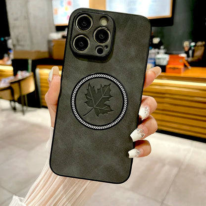 The Maple Leaf | Retro Vegan Leather MagSafe Case For iPhone