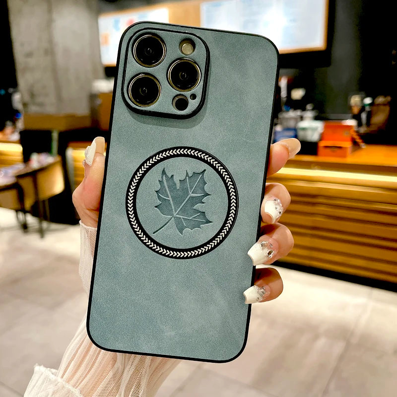 The Maple Leaf | Retro Vegan Leather MagSafe Case For iPhone