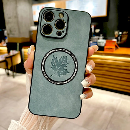The Maple Leaf | Retro Vegan Leather MagSafe Case For iPhone