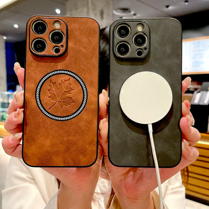 The Maple Leaf | Retro Vegan Leather MagSafe Case For iPhone