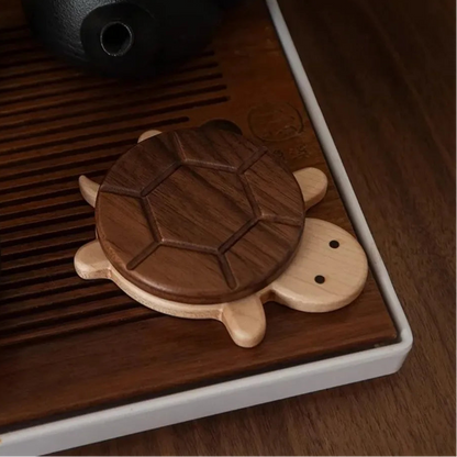 Walnut Turtle Coaster | Heat-Resistant Wood Tea Cup Mat