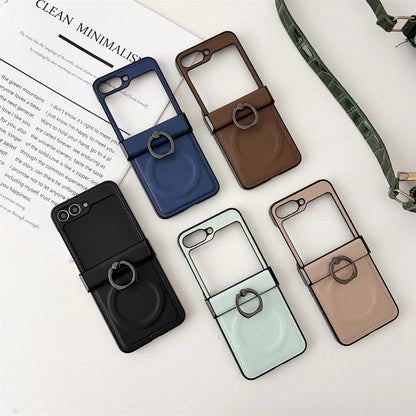 Elegance Leather | Premium MagSafe Ring Holder Case for Samsung Z Flip