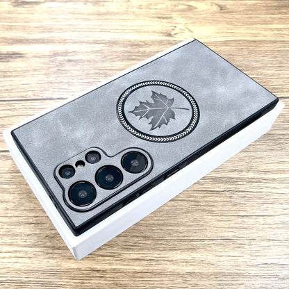 The Maple Leaf | Retro Vegan Leather MagSafe Case For Samsung Galaxy