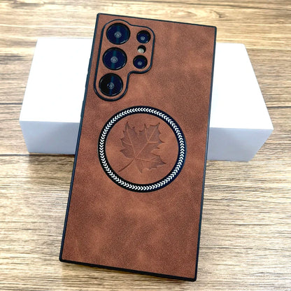 The Maple Leaf | Retro Vegan Leather MagSafe Case For Samsung Galaxy
