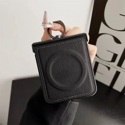 Elegance Leather | Premium MagSafe Ring Holder Case for Samsung Z Flip